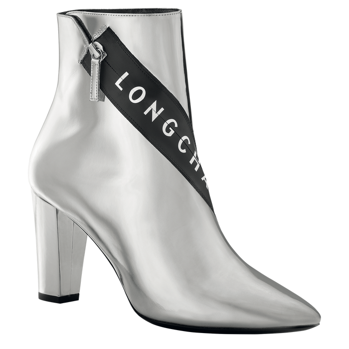 Silver Footwear, Shiny Boots, Stylish PNG