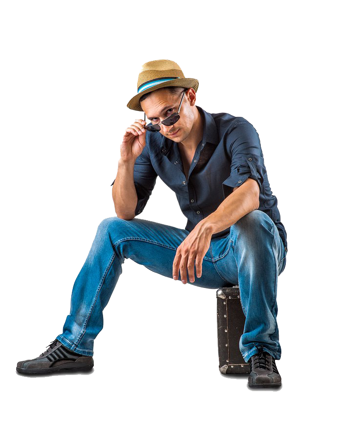 Sitting Man, Casual Pose, Relaxed Stance PNG Image