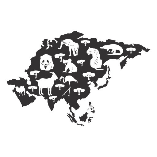 Asia Animal Map, Wildlife Geography, Regional Fauna Transparent PNG