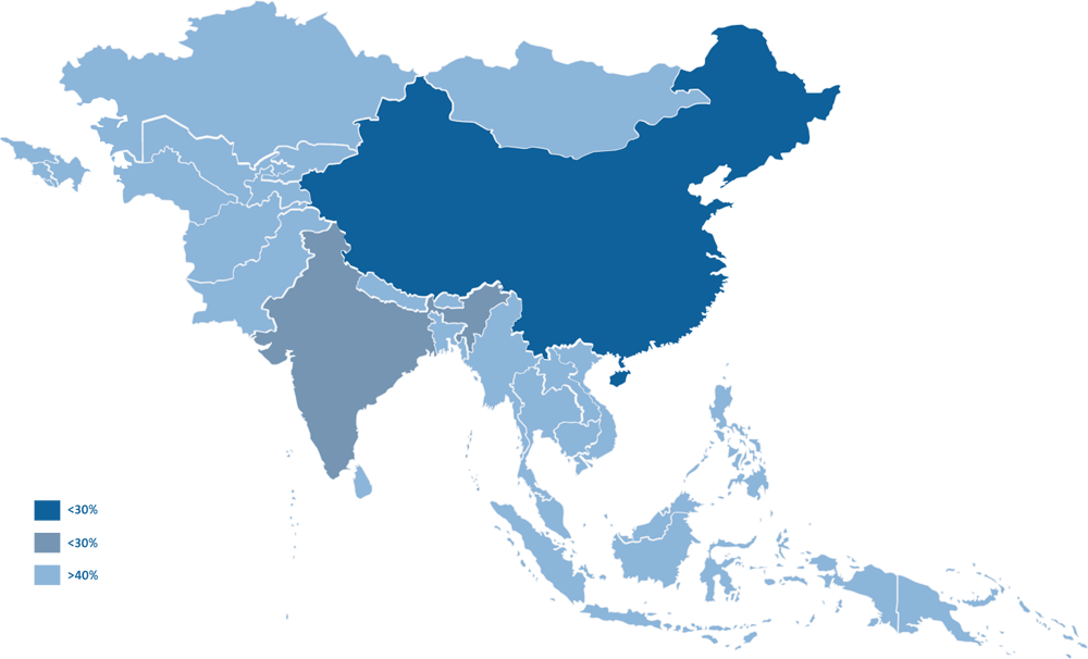 Asia Map, Blue, World PNG