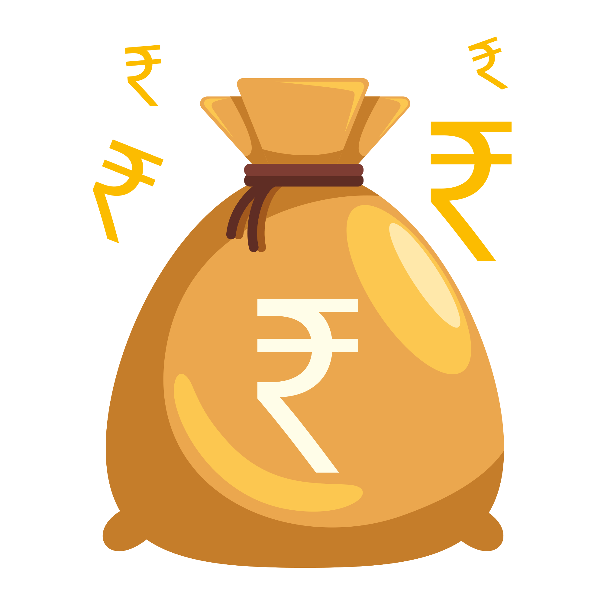 Golden Money Bag, Rupee Symbol, Wealth Icon Transparent PNG