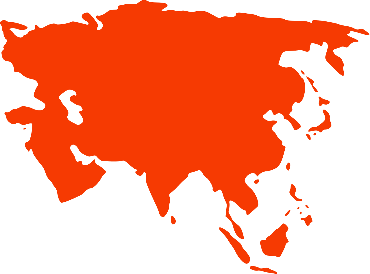 Orange Asia Map, Outline, Visualization Free PNG