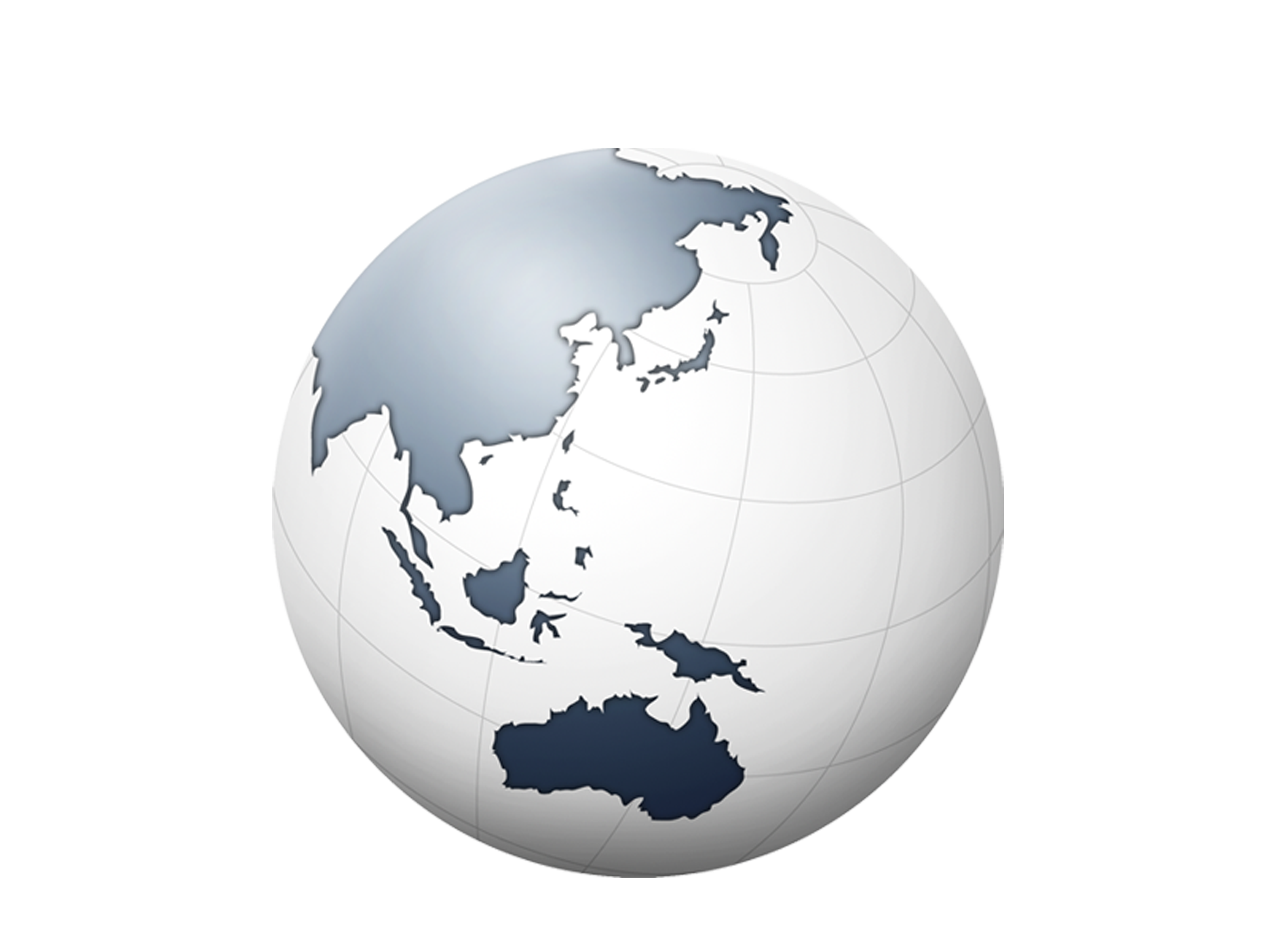 White Asia Globe Transparent PNG