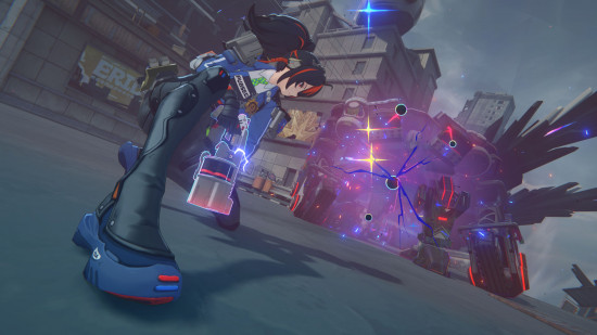 A screenshot of Zenless Zone Zero's Zhu Yuan in combat