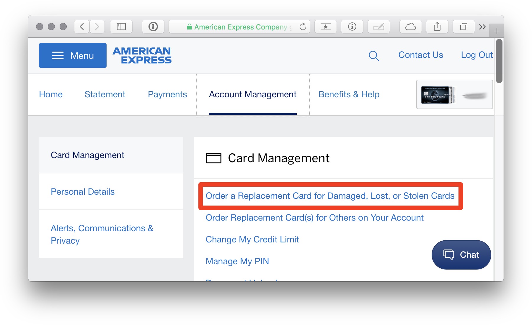 AMEX card management