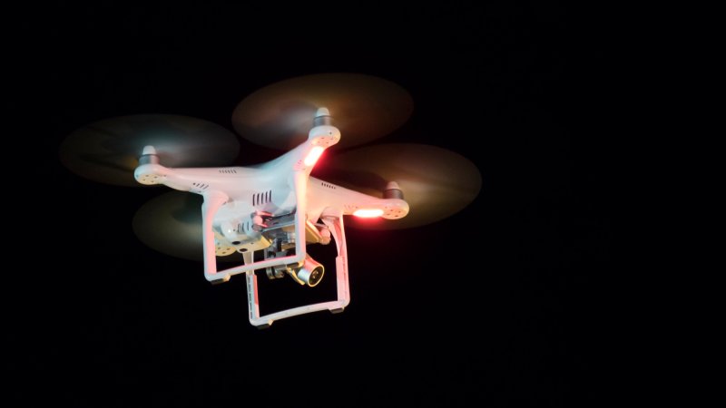 drone flying for aerial night photography