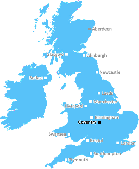 Coventry Postcode Town Location (UK)