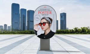 Outdoor-City-Advertisement-Display-Rounded-Poster-Mockup