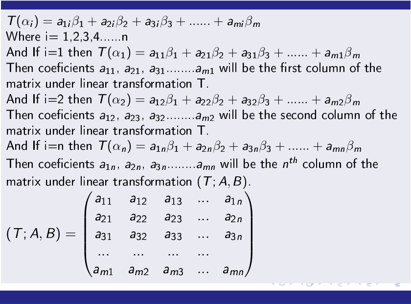 Matrix Representation Of Linear Transformation