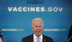 President Joe Biden talks about the newly approved COVID-19 vaccine for children ages 5-11 from the South Court Auditorium on the White House complex in Washington, Wednesday, Nov. 3, 2021. (AP Photo/Susan Walsh)