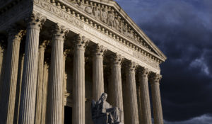 The Supreme Court is seen at dusk in Washington, Friday, Oct. 22, 2021. (AP Photo/J. Scott Applewhite, File)