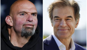 Pennsylvania Lt. Gov. John Fetterman, a Democratic candidate for U.S. Senate, and his opponent, Mehmet Oz. (AP photos)