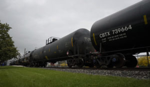 A freight train is seen at a station in Northbrook, Ill., on Oct. 12. (AP Photo/Nam Y. Huh)