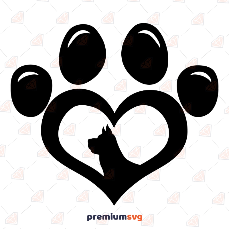 Paw Print In Heart Clipart