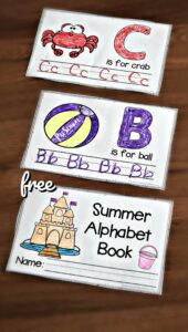 FREE Summer Handwriting Worksheets - this printable summer alphabet book makes it fun for preschool and kindergarten kids letter practice #summer #preschool #alphabet