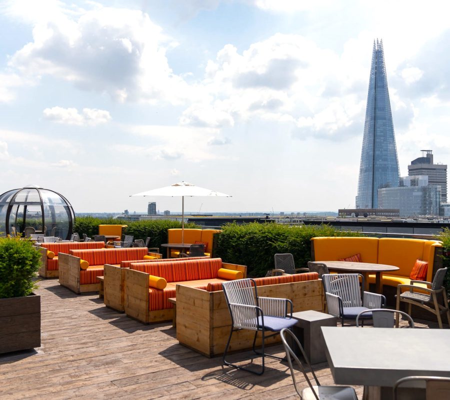 The roof deck of the premium workspace in the City of London at the Cannon Green building