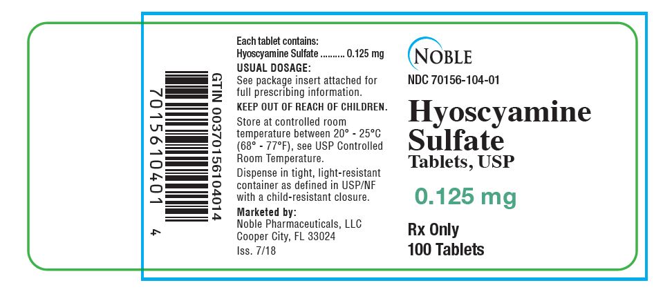 Rx Item-Hyoscyamine 0.125MG 100 Tab by Eci Pharma USA Gen Levin