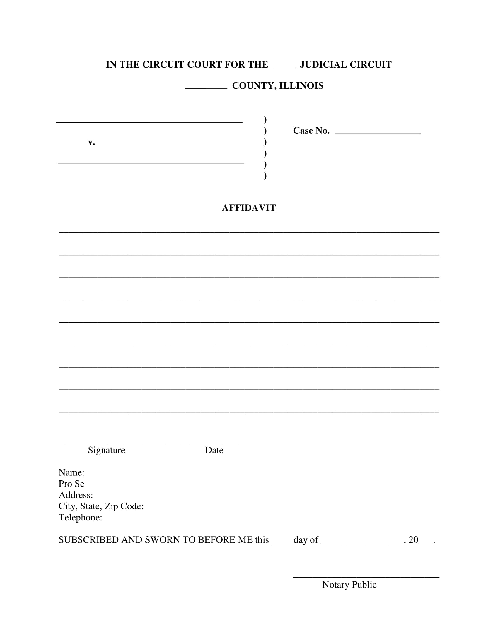 Free Printable Blank Affidavit Form - Printable Forms Free Online