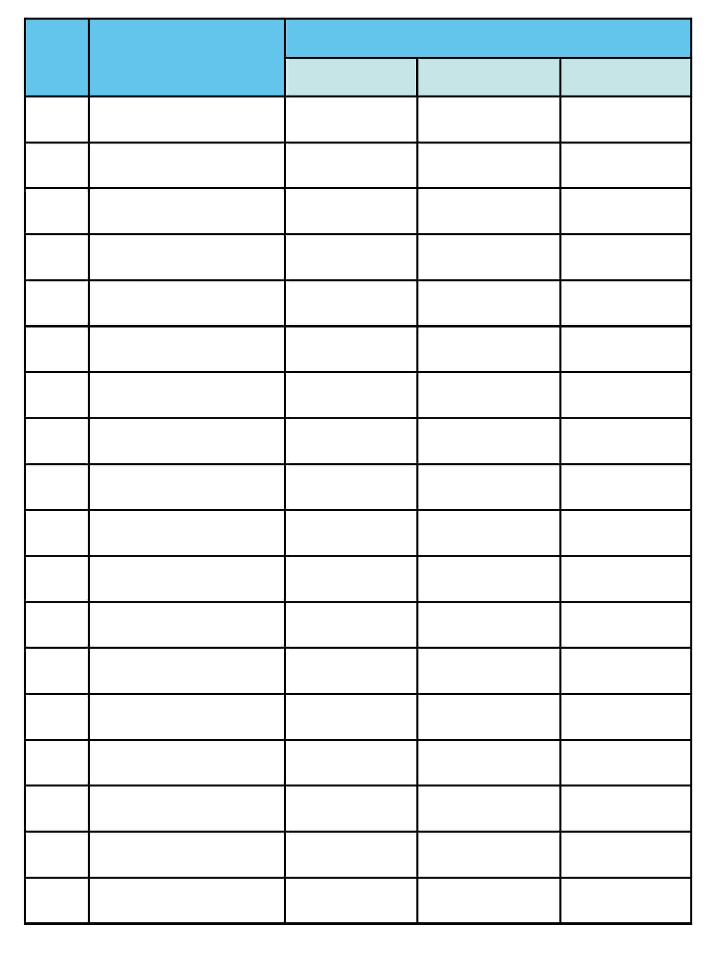 Blank Chart With Columns And Rows