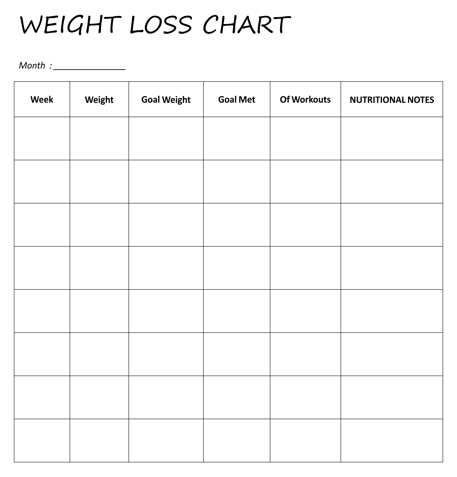 Weight Loss Printable Journal