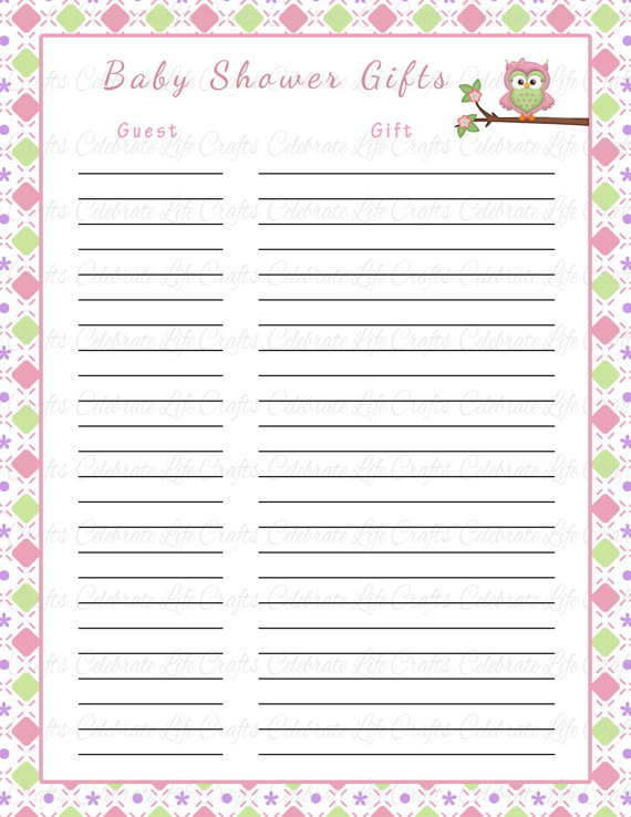 8 Best Images of Printable Baby Shower Gift Log - Baby Shower Gift List ...