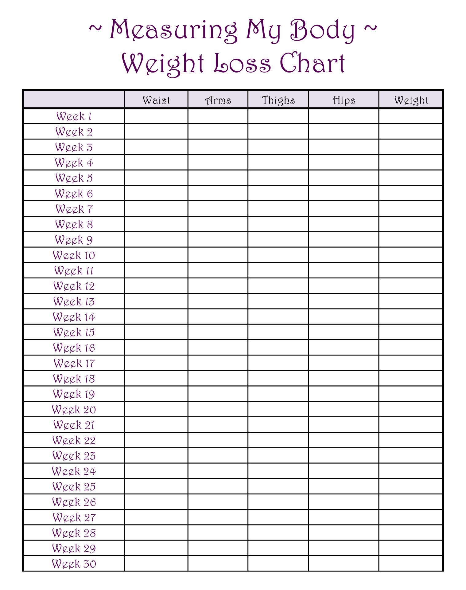 Weight Loss Log Sheet Printable