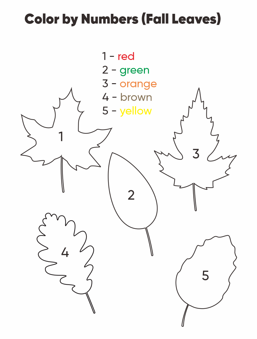 Fall Color By Number Coloring Pages