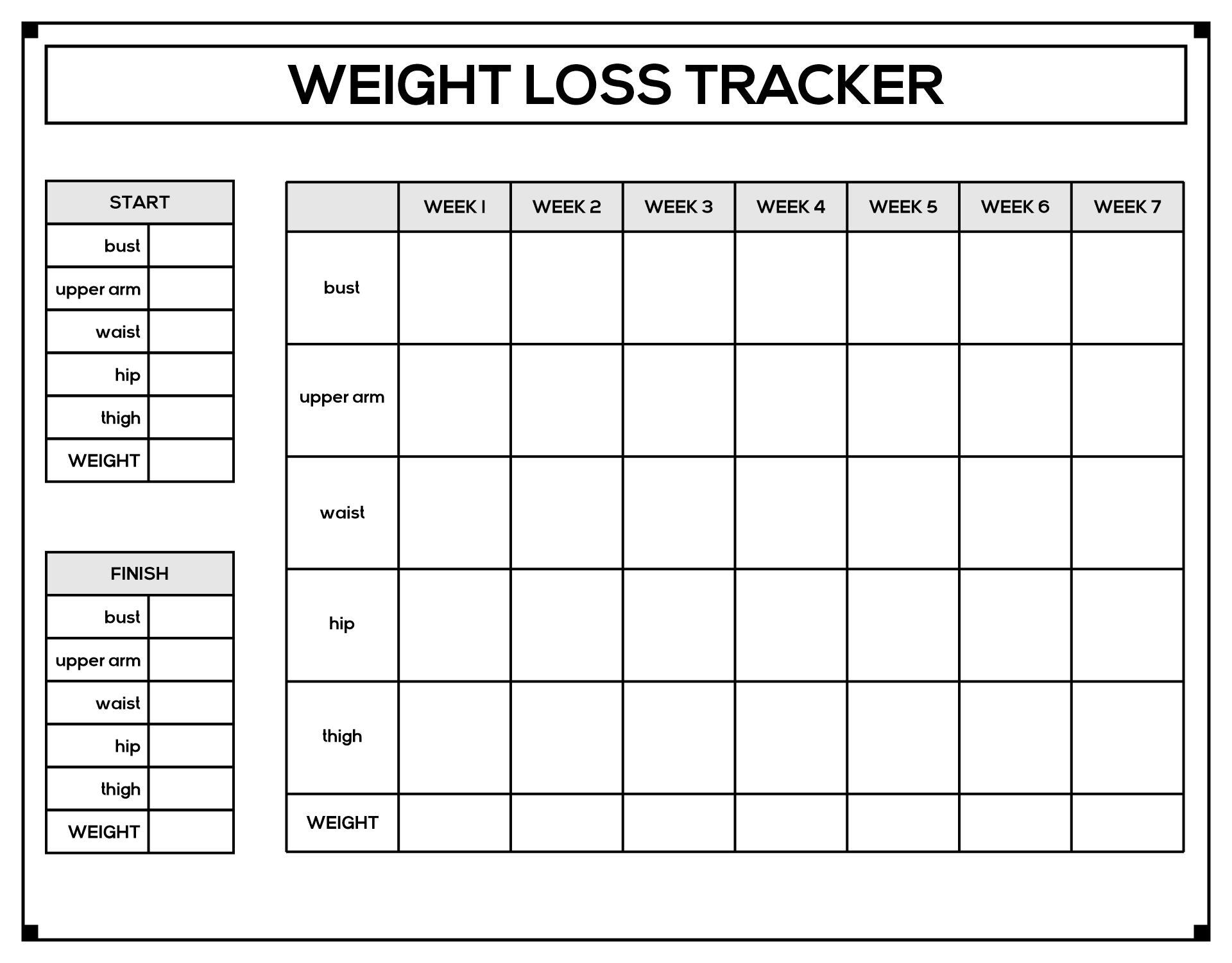 10 Best Printable Weight Loss Measurement Chart PDF for Free at Printablee