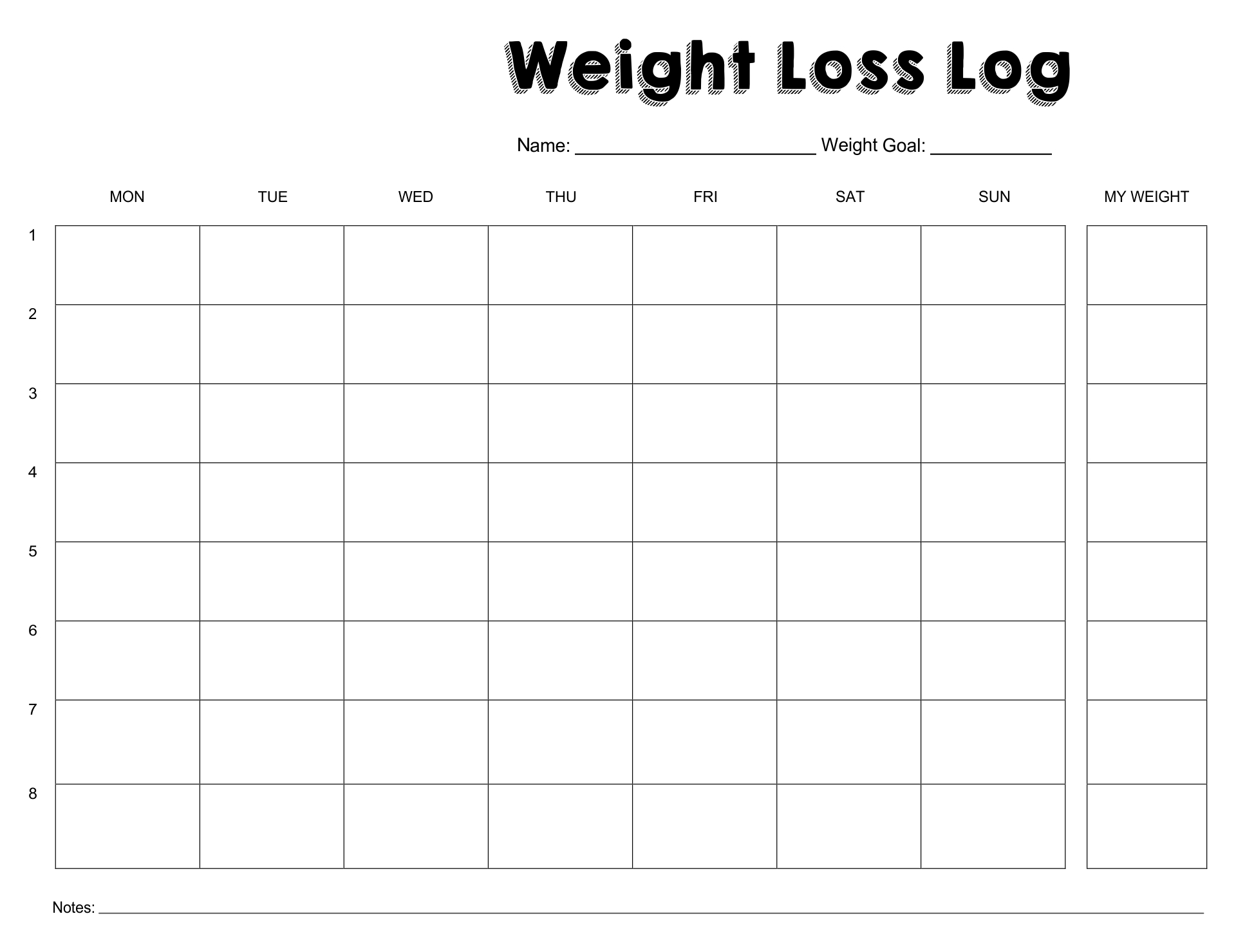 8 Best Images of Weight Loss Monthly Printable Sheets - Printable ...