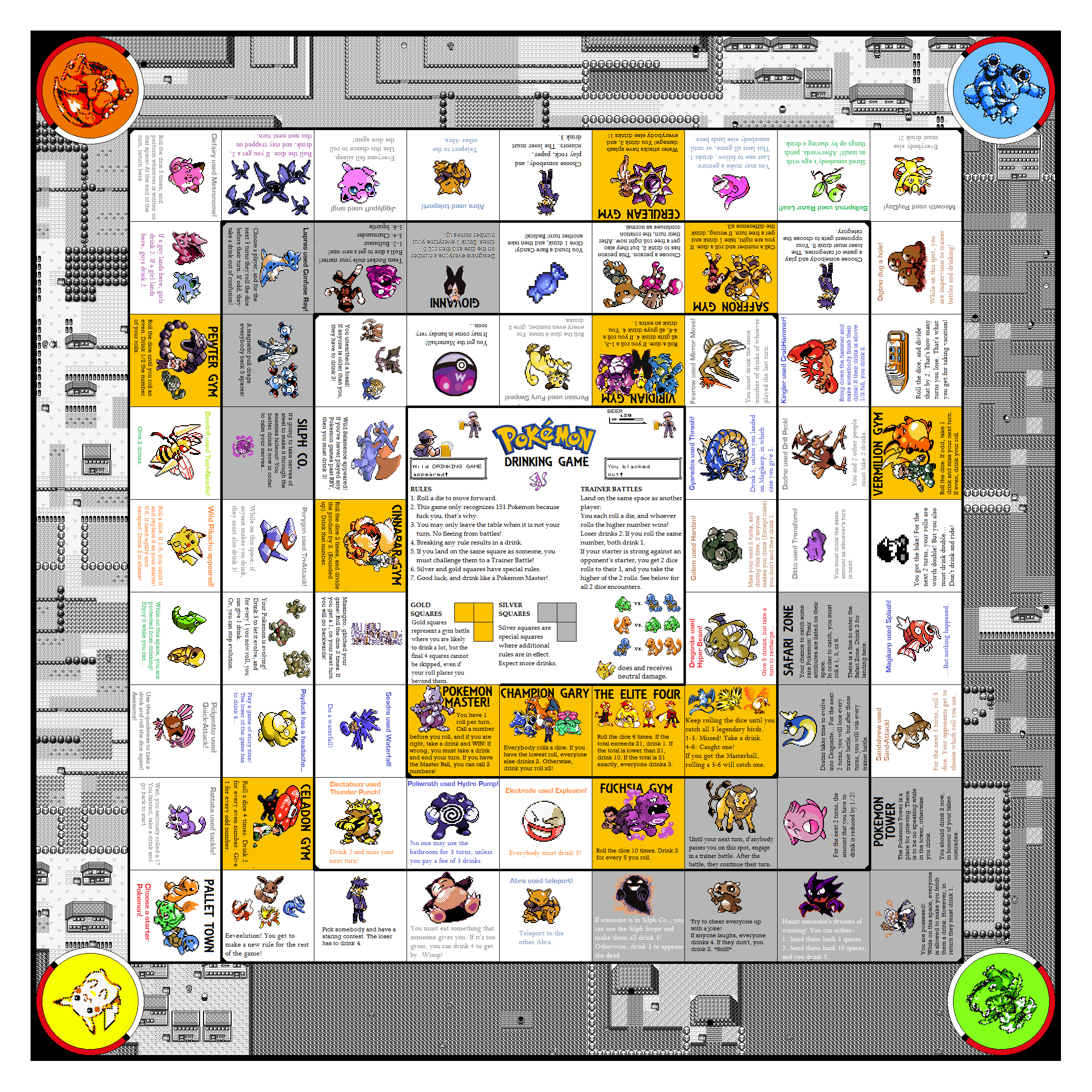 Pokemon Drinking Board Game