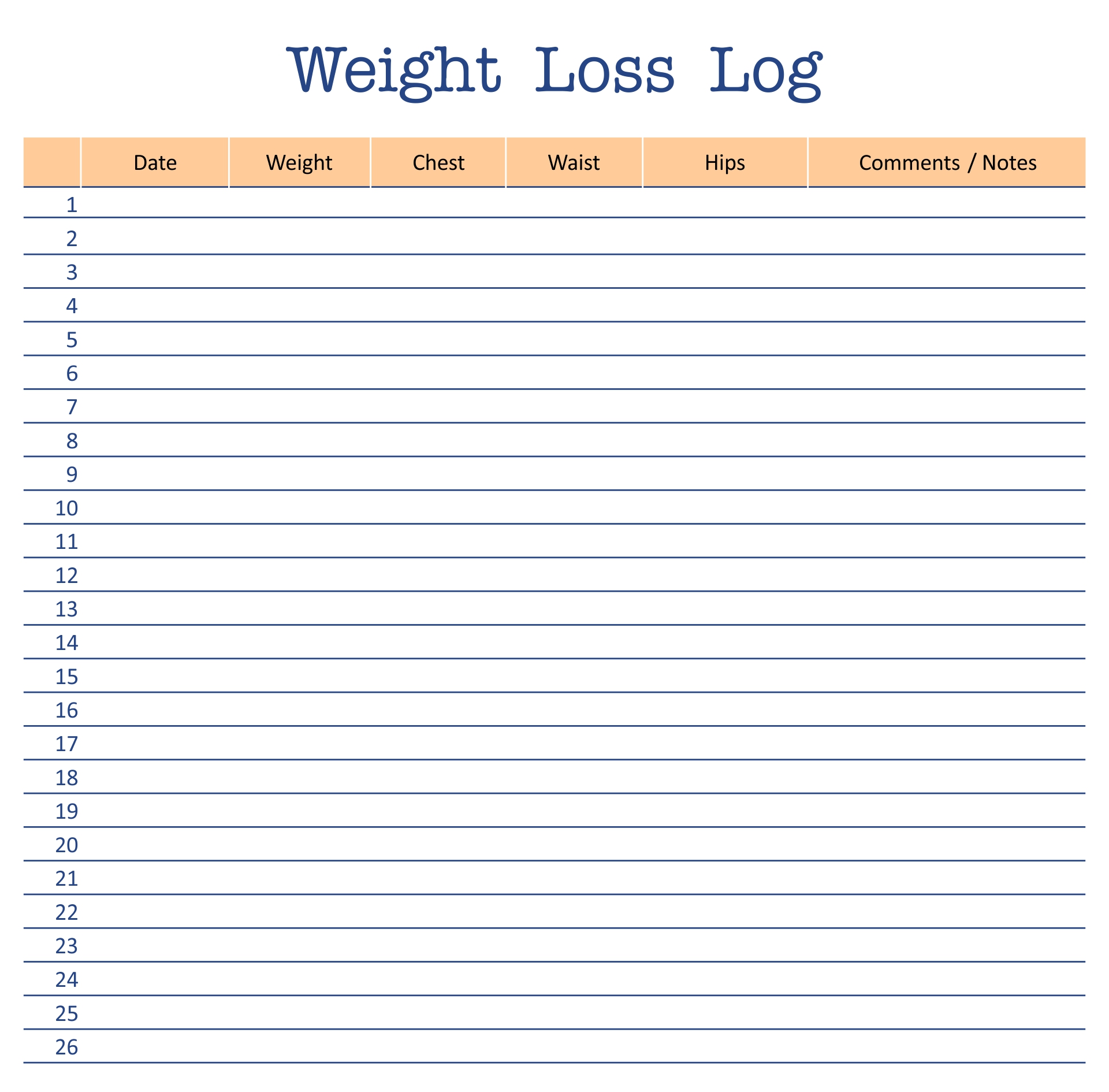 Free Printable Weight Loss Log Sheet - Free Printable Templates