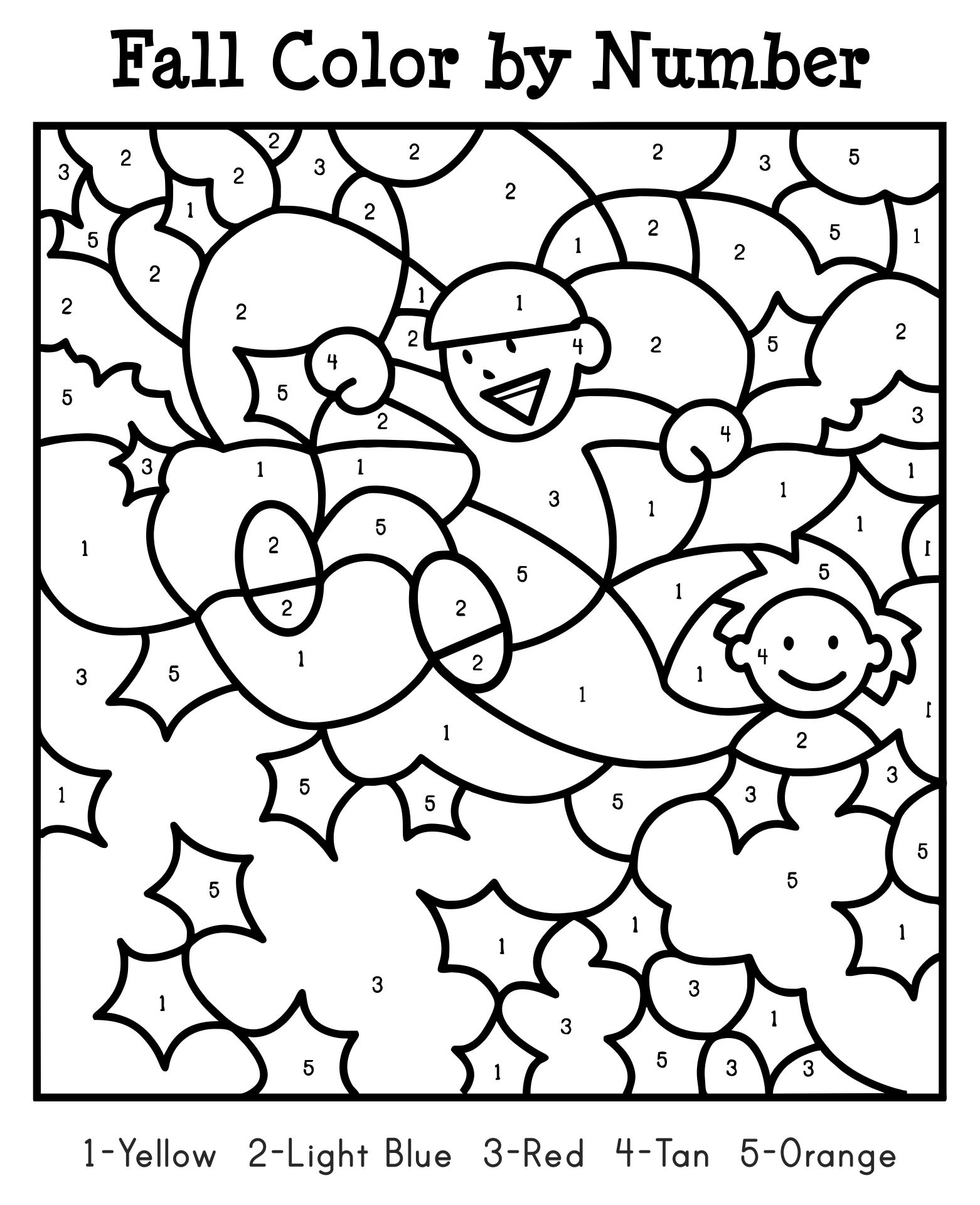 Fall Color By Number Coloring Pages