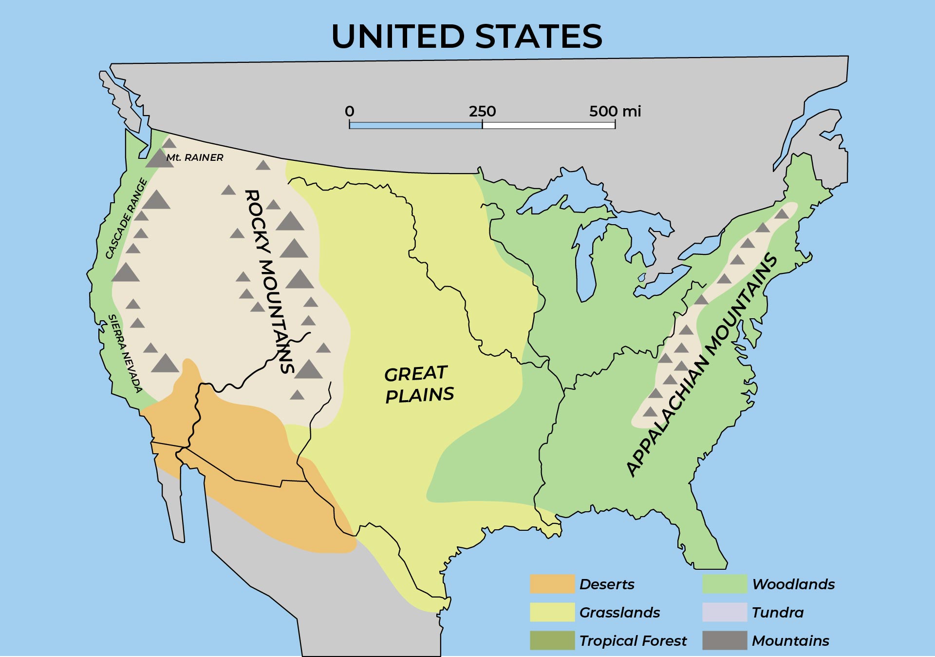 Map Of Us With Mountain Ranges And Rivers - Map of world