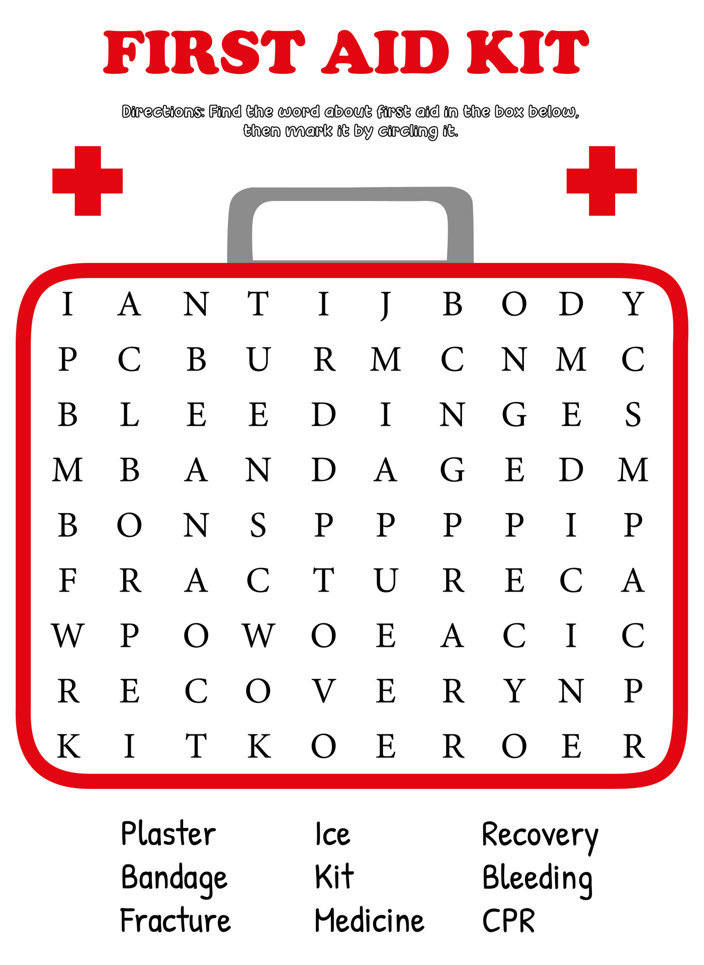 First Aid Activity Worksheets