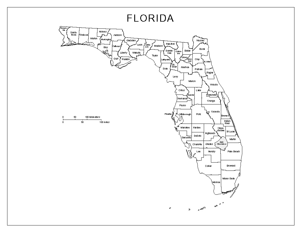 Florida Counties Map Printable