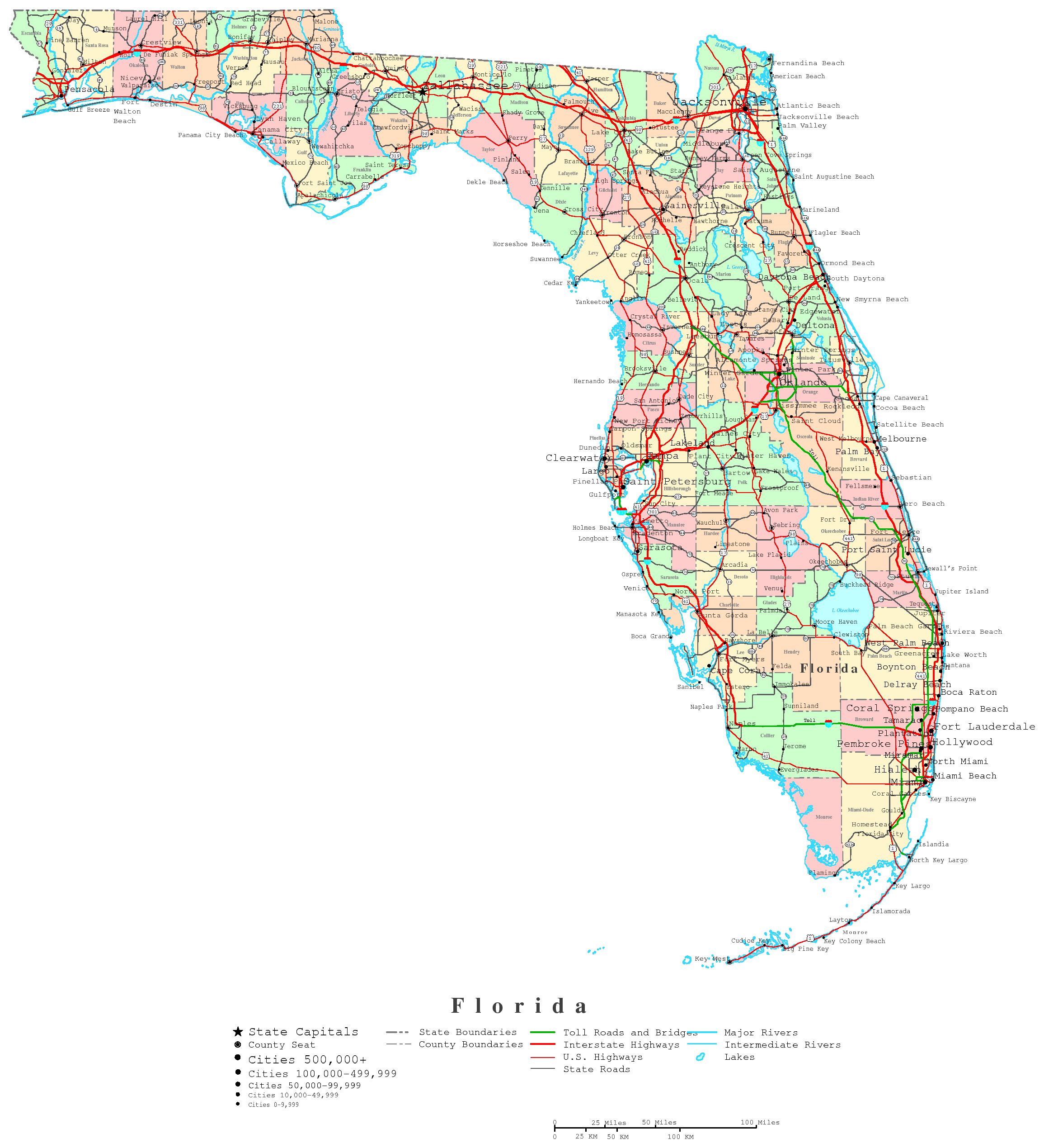 Printable Florida Map with Cities