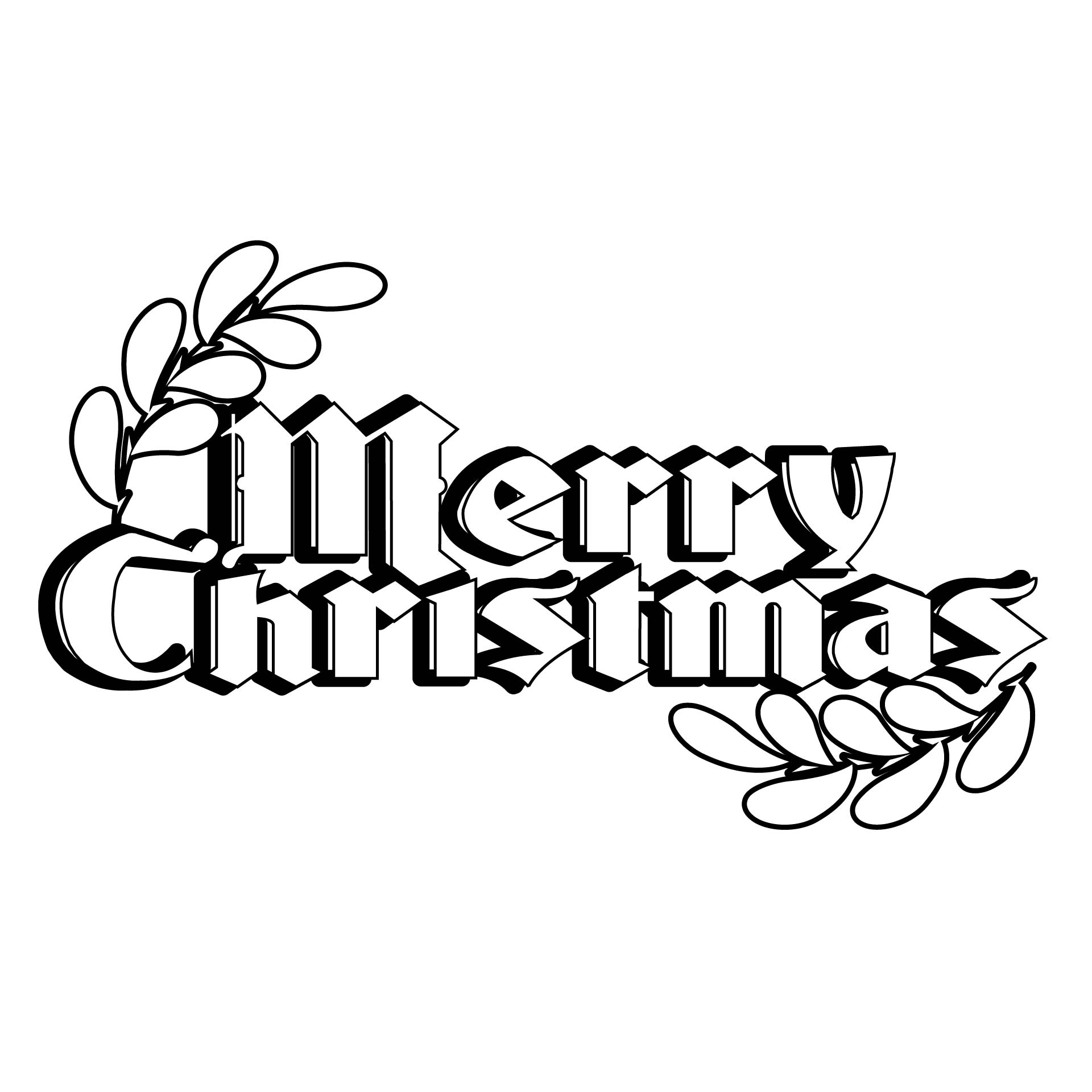 Merry Christmas Clip Art Black White