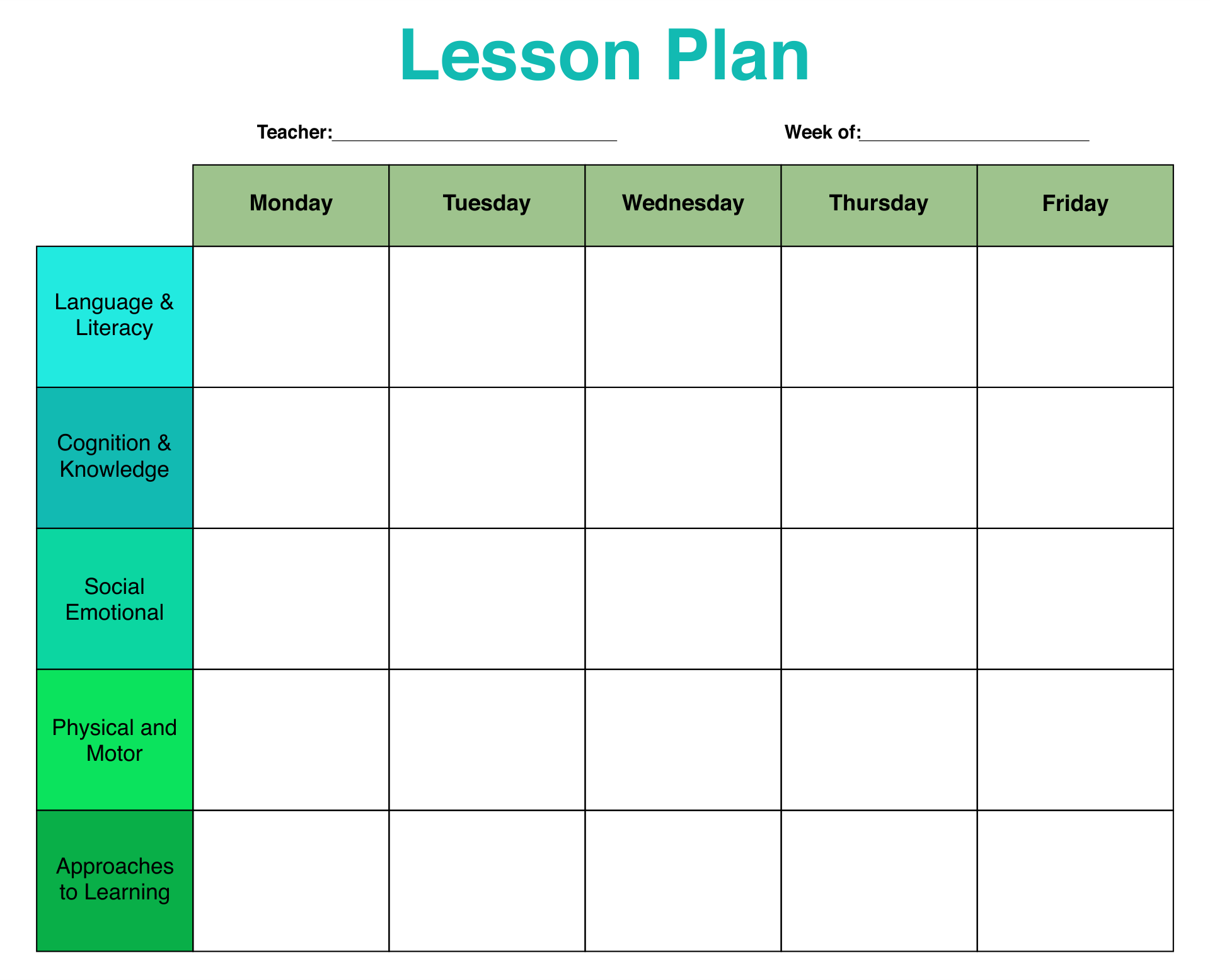 Pre K Lesson Plan Template Free