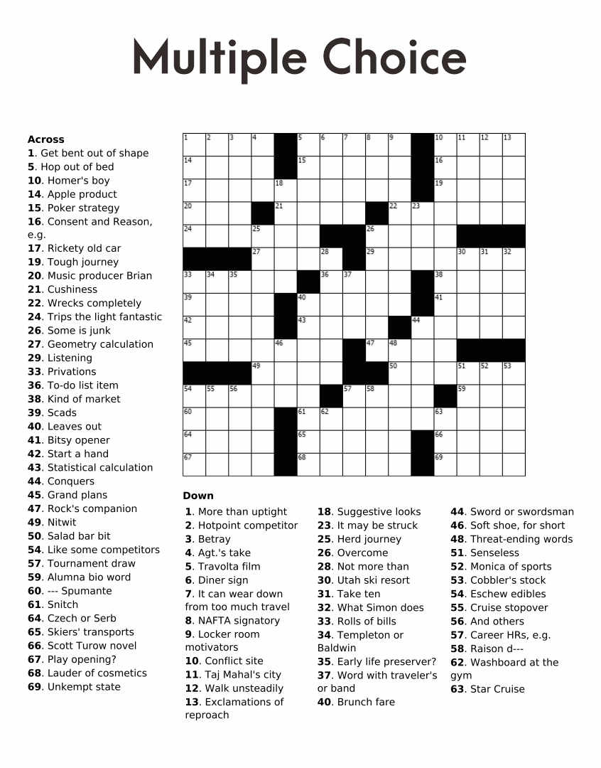 Printable Crossword Puzzles