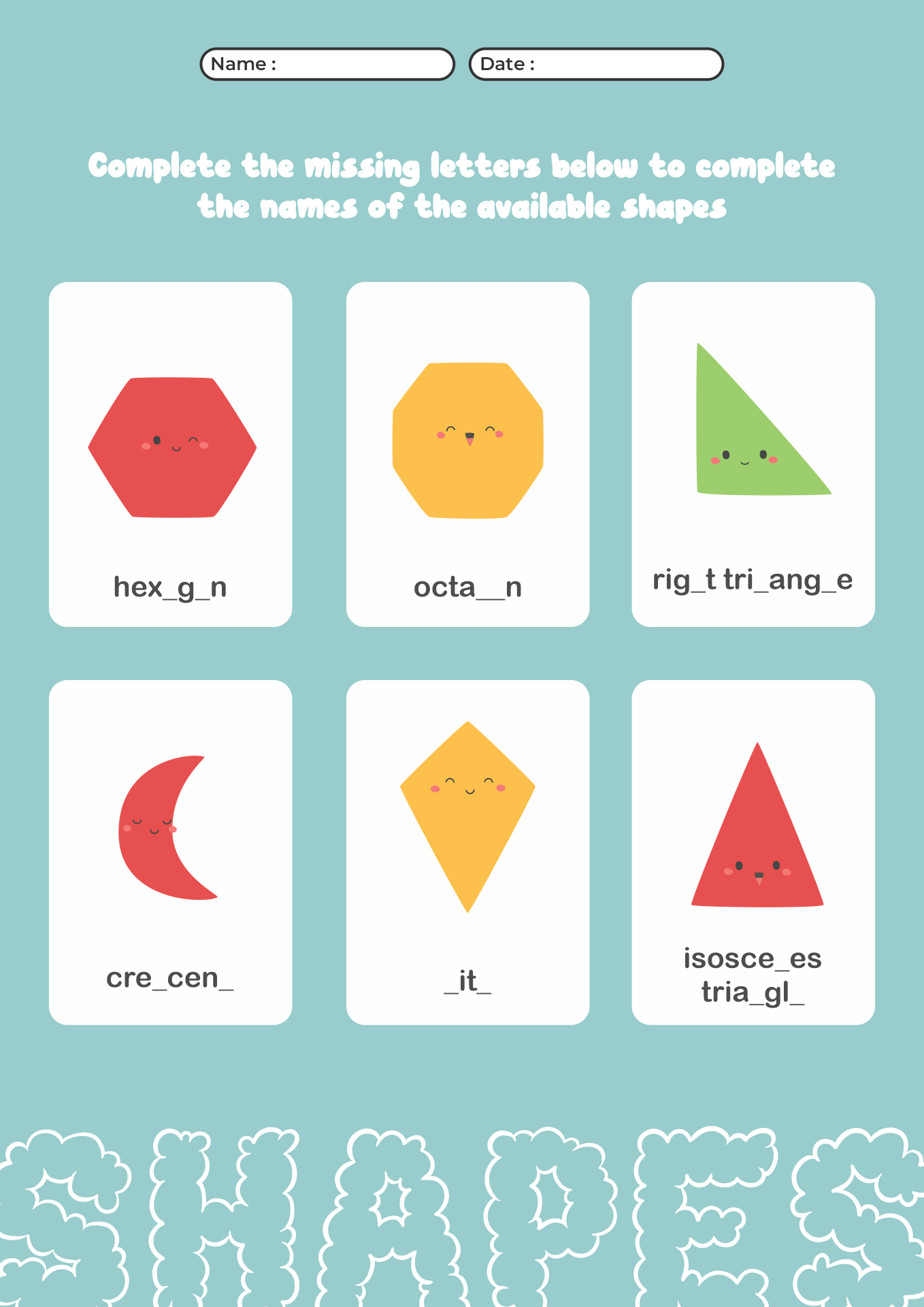 Kindergarten Shapes Worksheets