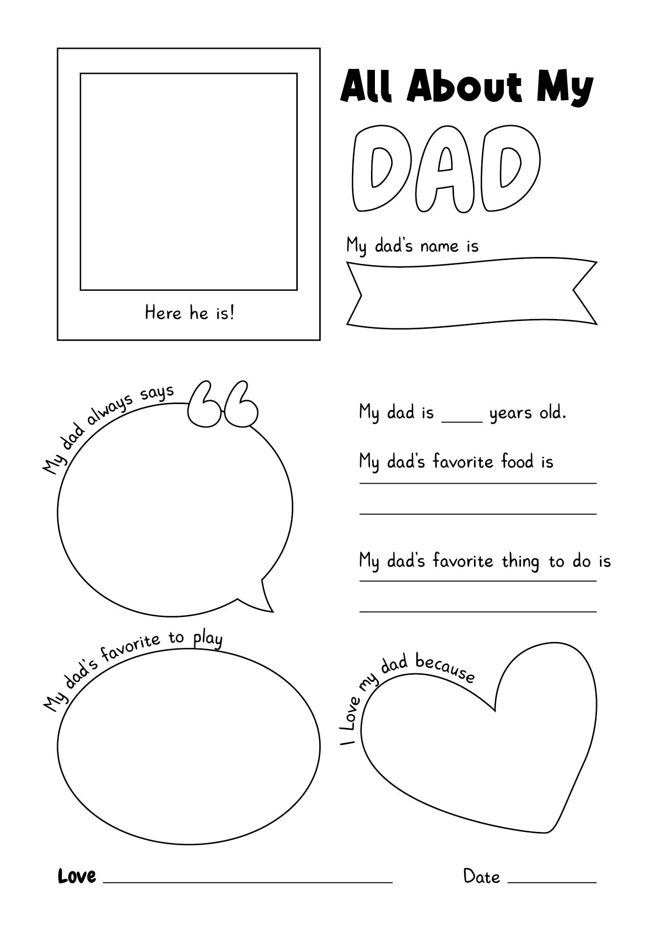  Printable All About My Dad