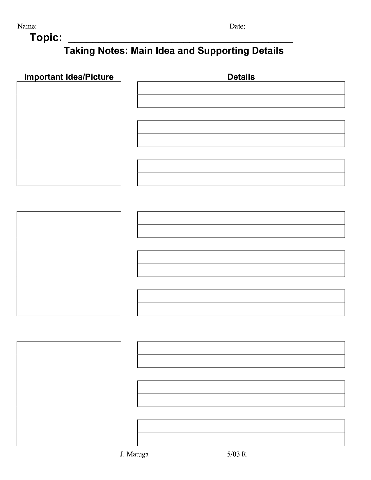 Printable Cornell Note Taking Worksheet