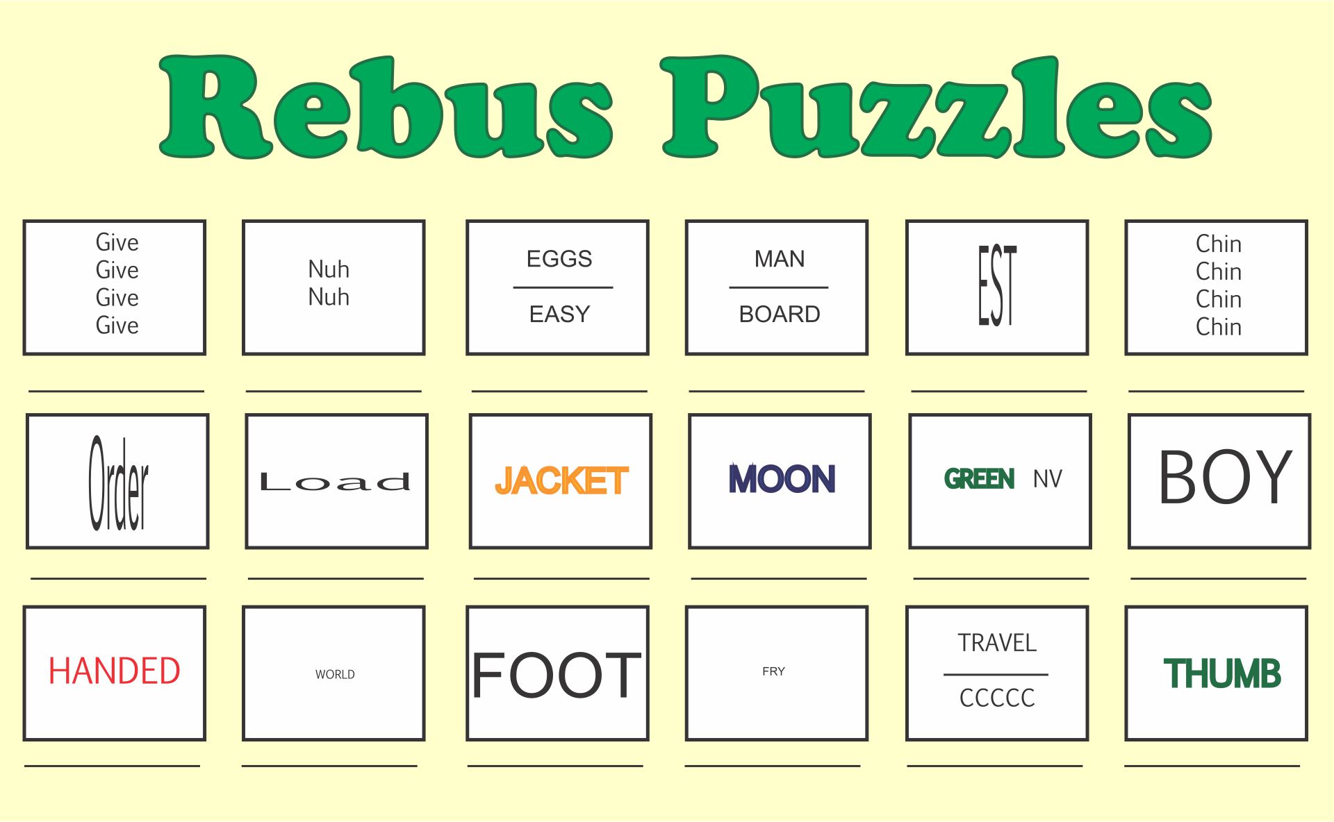 Rebus Puzzles With Answers - 20 Free PDF Printables | Printablee