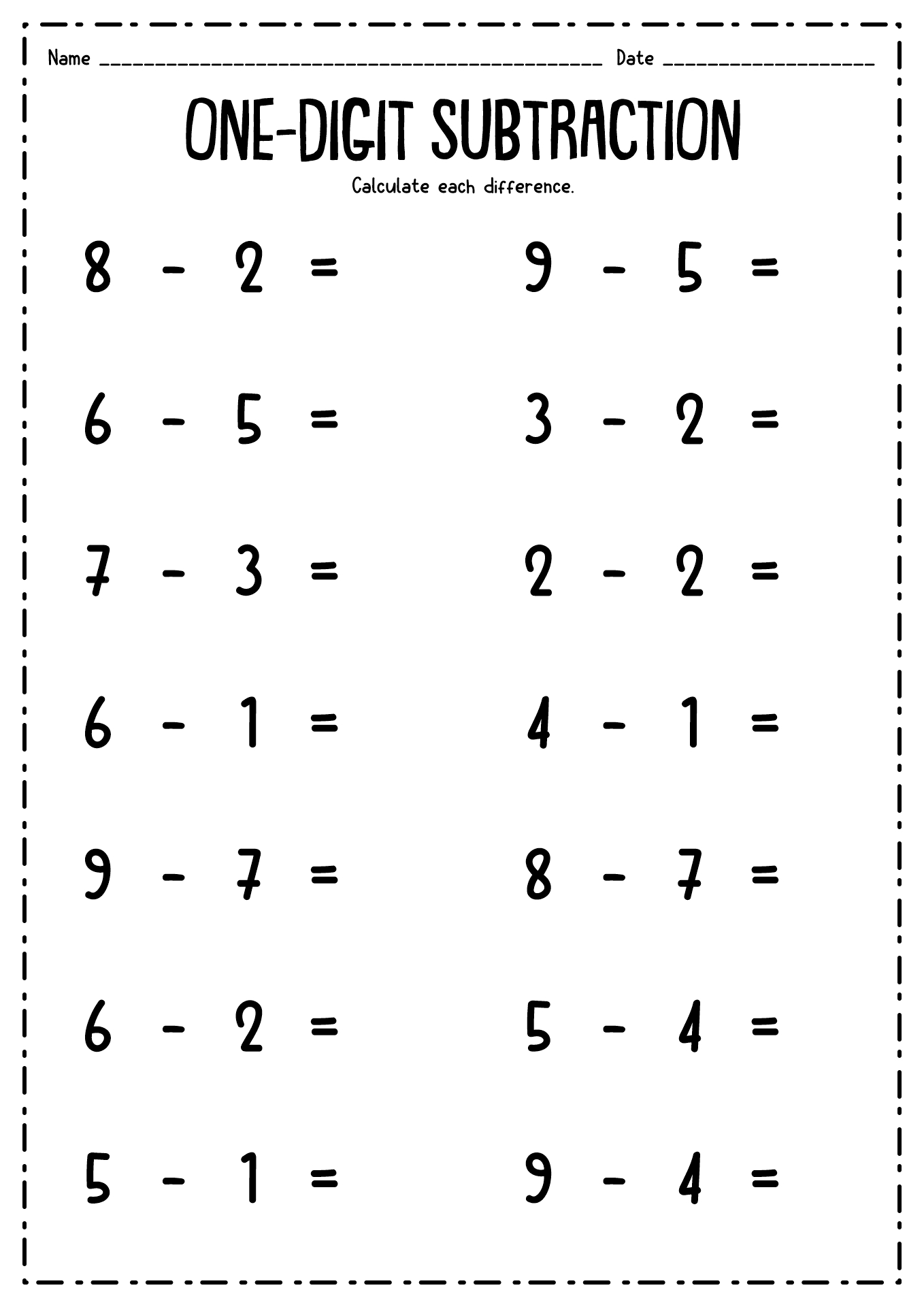 Subtraction Worksheets 1st Grade - 10 Free PDF Printables | Printablee