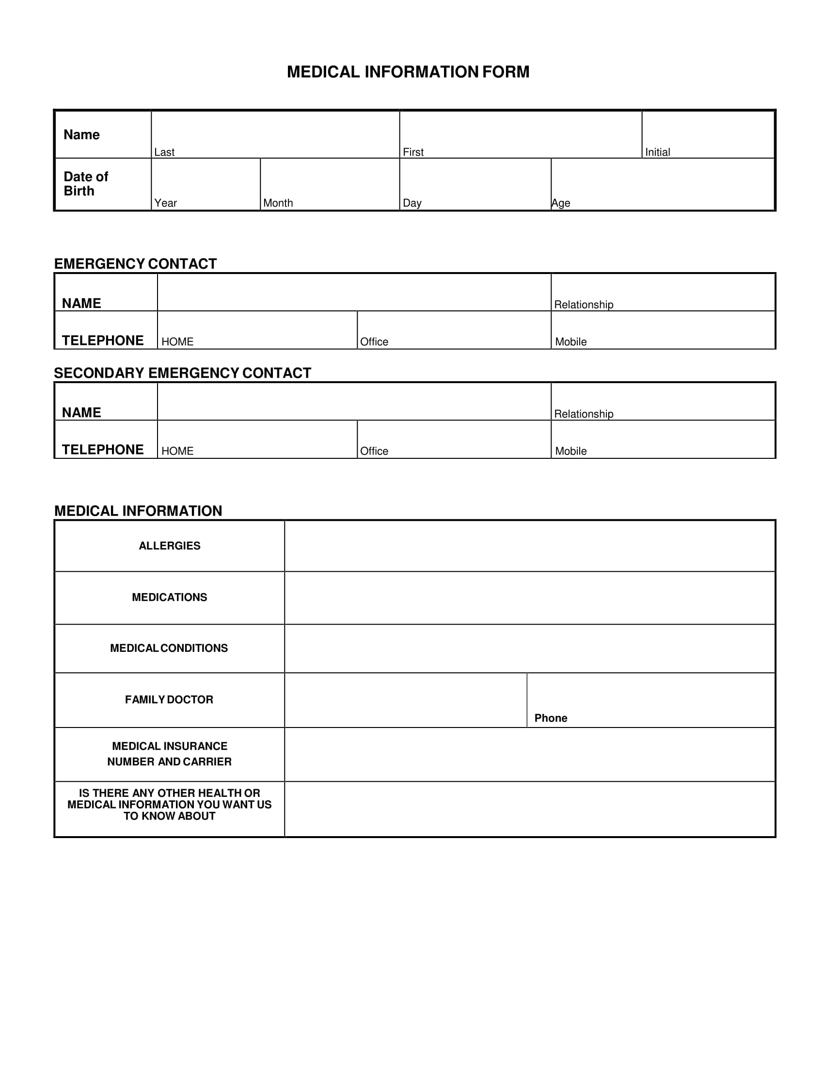 Free Medical Office Forms Printable