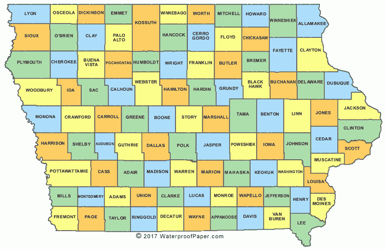 Printable Iowa Maps State Outline County Cities