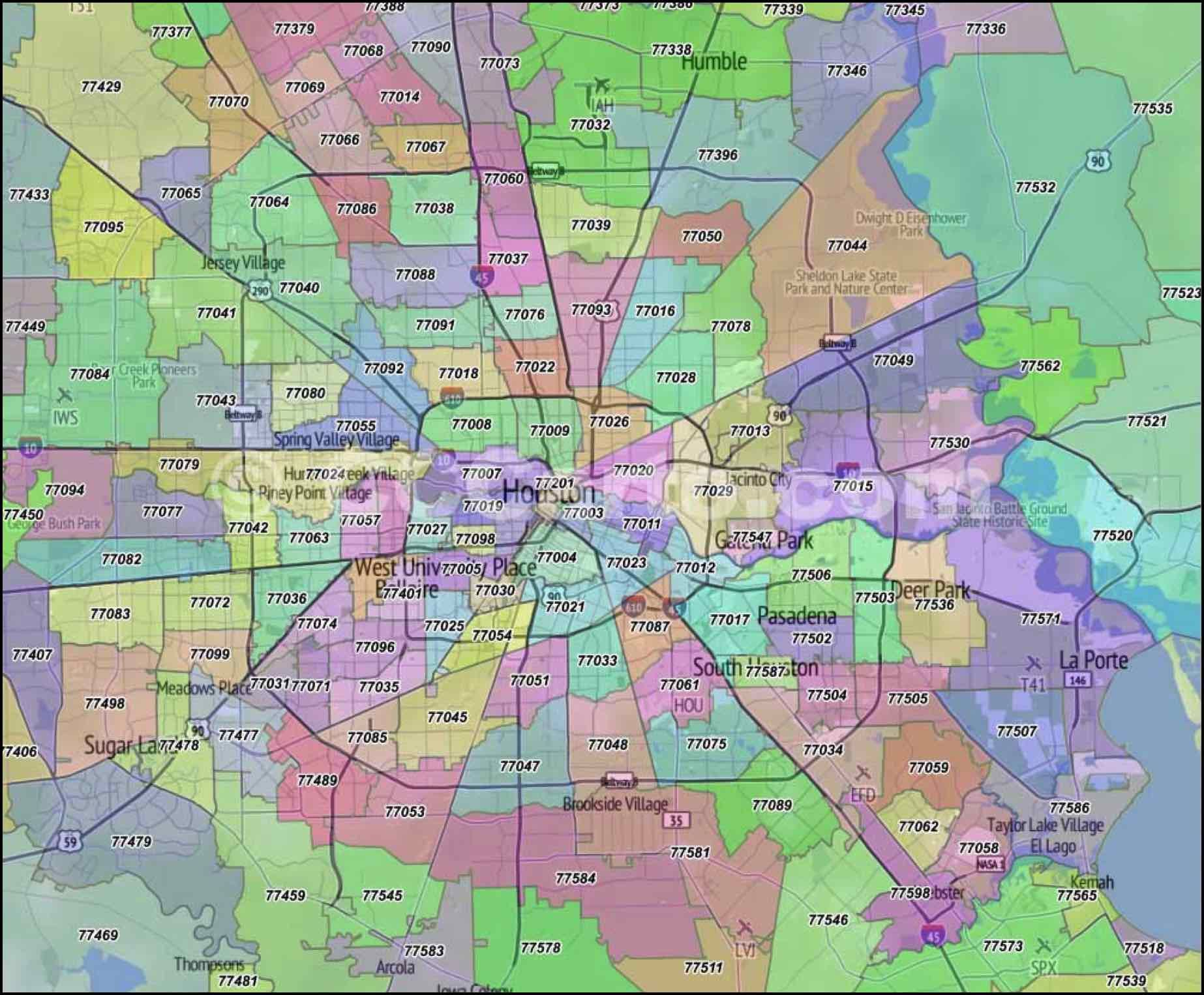 Houston Zip Code Map Printable