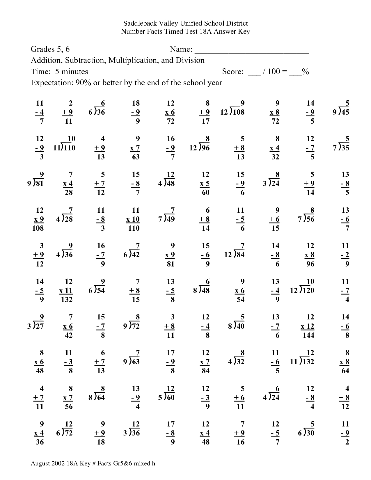 Printable Multiplication And Division Worksheets ...