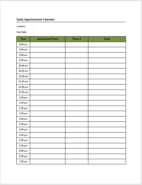 27 Images of Free Printable Appointment Book Template | linkcabin.com