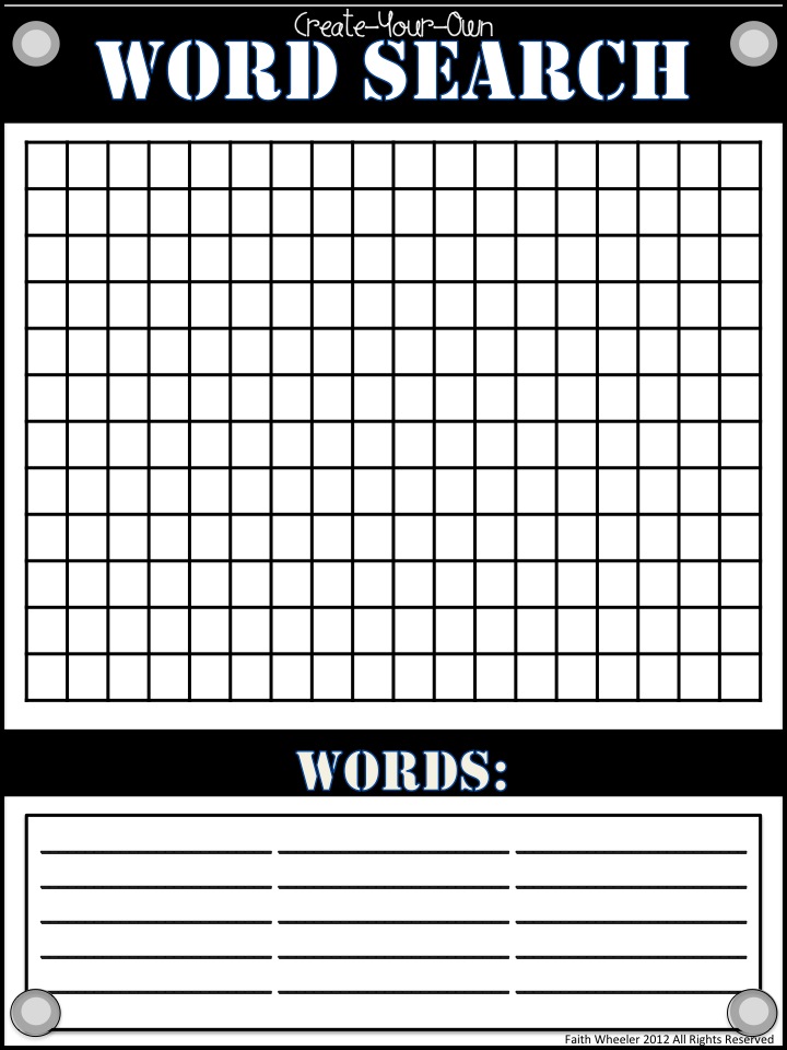 Blank Wordsearch Grids | Teaching Ideas | Pinterest | Word search 